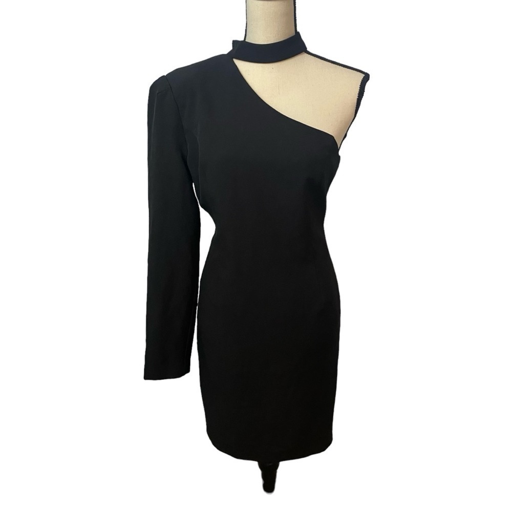 Bardot NWT Black One-Shoulder Asymmetrical Dress in Sz 10 - Picture 3 of 14